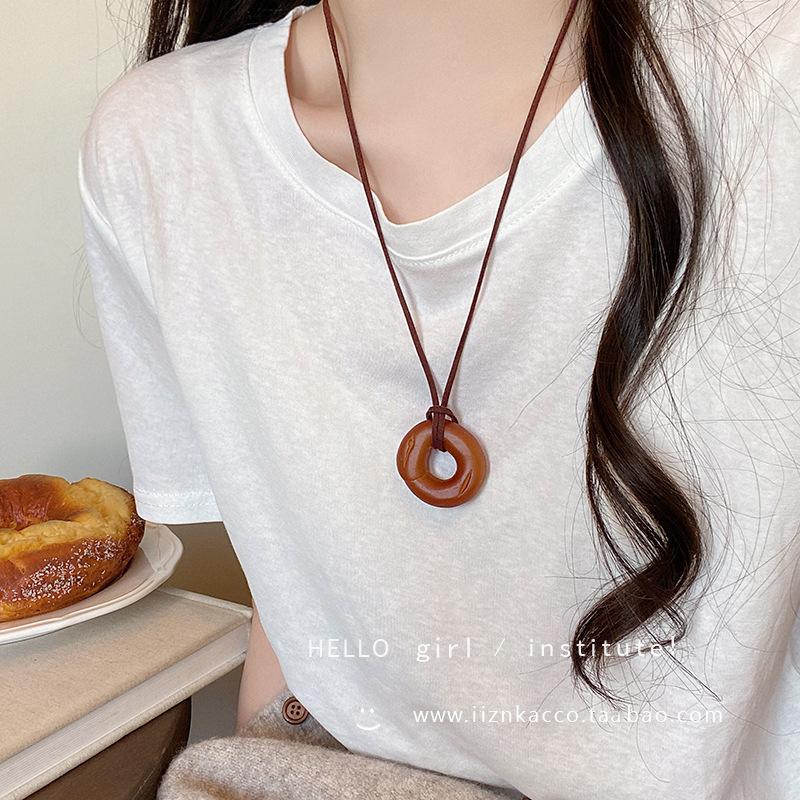 Handmade bread alkaline water pendant necklace girl fun cute long neck sweater chain niche