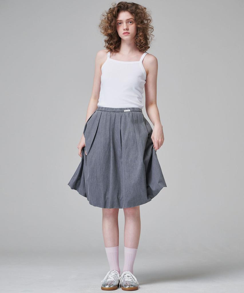 MALOUPE 3104 Balloon Denim Skirt (Gray)