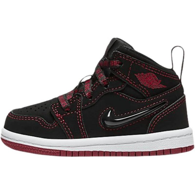 Air Jordan 1 mid-top toddler shoes black leather CU6619-062 21