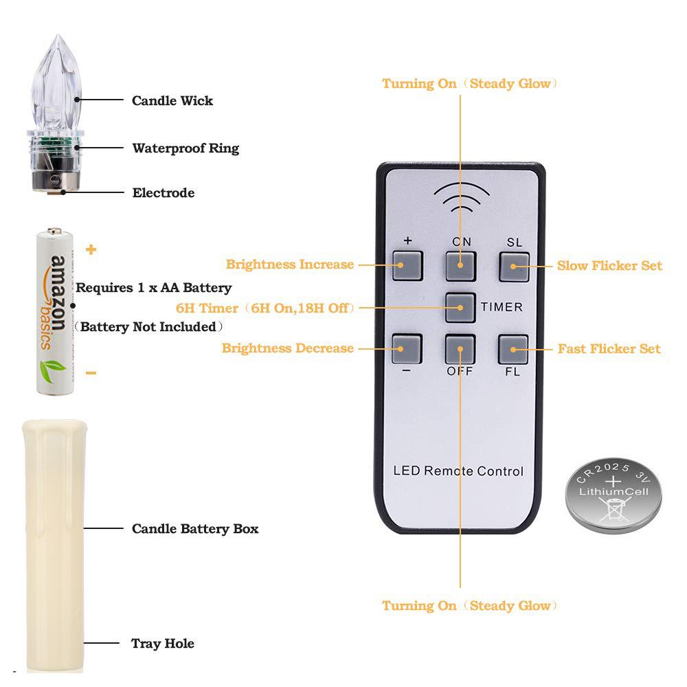 12pcs Remote Control LED Candles Wireless Christmas Candles LED Flickering Flame