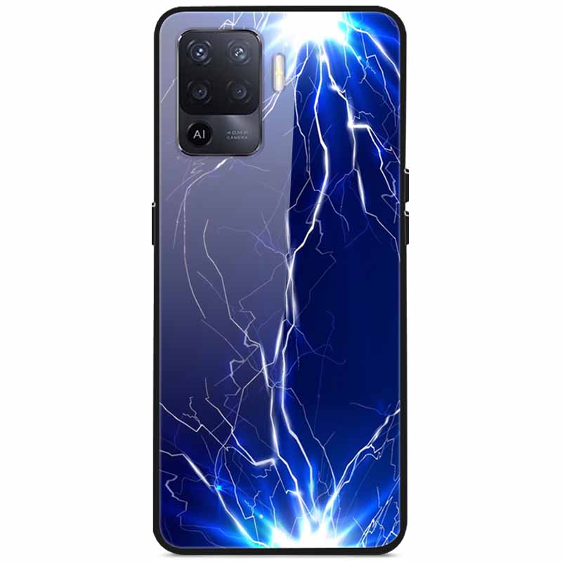 Tempered Glass Case For Oppo Reno5 Lite Hard Back Cover for Oppo Reno 5 Lite Luxury Painted Reno5Lite Funda 6.43'' Shockproof
