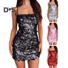 Sexy, figurbetontes Minikleid mit Pailletten für Damen, Spaghettiträger, glitzernd, Abendkleid, ärmellos, rückenfrei, funkelnd, Club-Partykleid