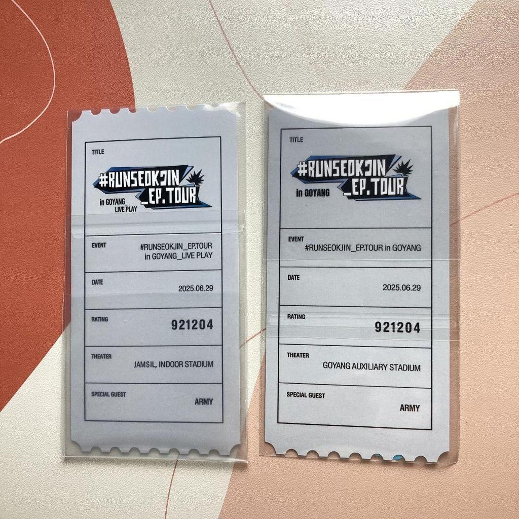 [USED] BTS 6/29 RUNSEOKJIN_EP.TOURE JIN trading cards (2 pieces)