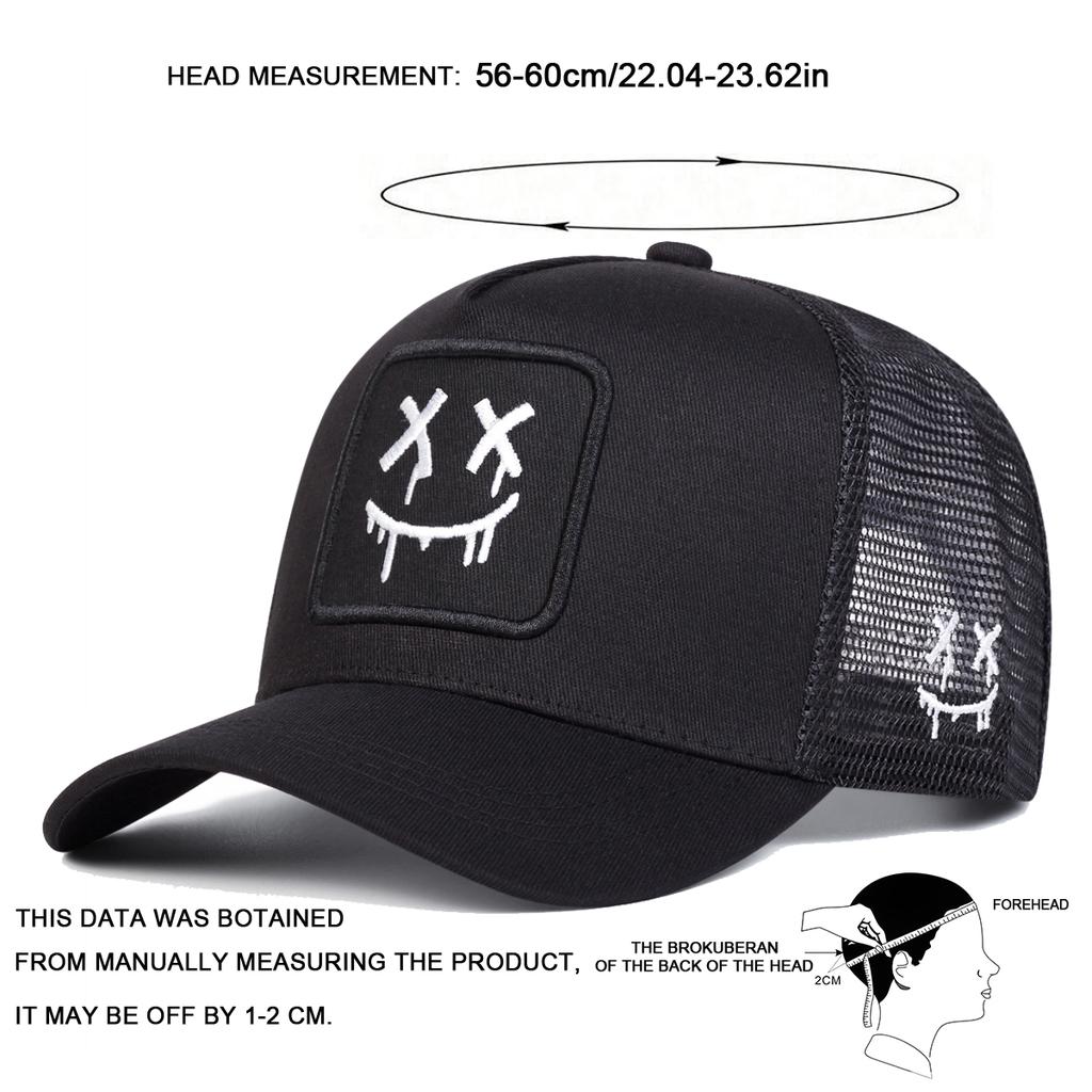 Unisex XX Smiling Face Embroidery Baseball Net Caps Spring and Summer Outdoor Adjustable Casual Hats Sunscreen Hat