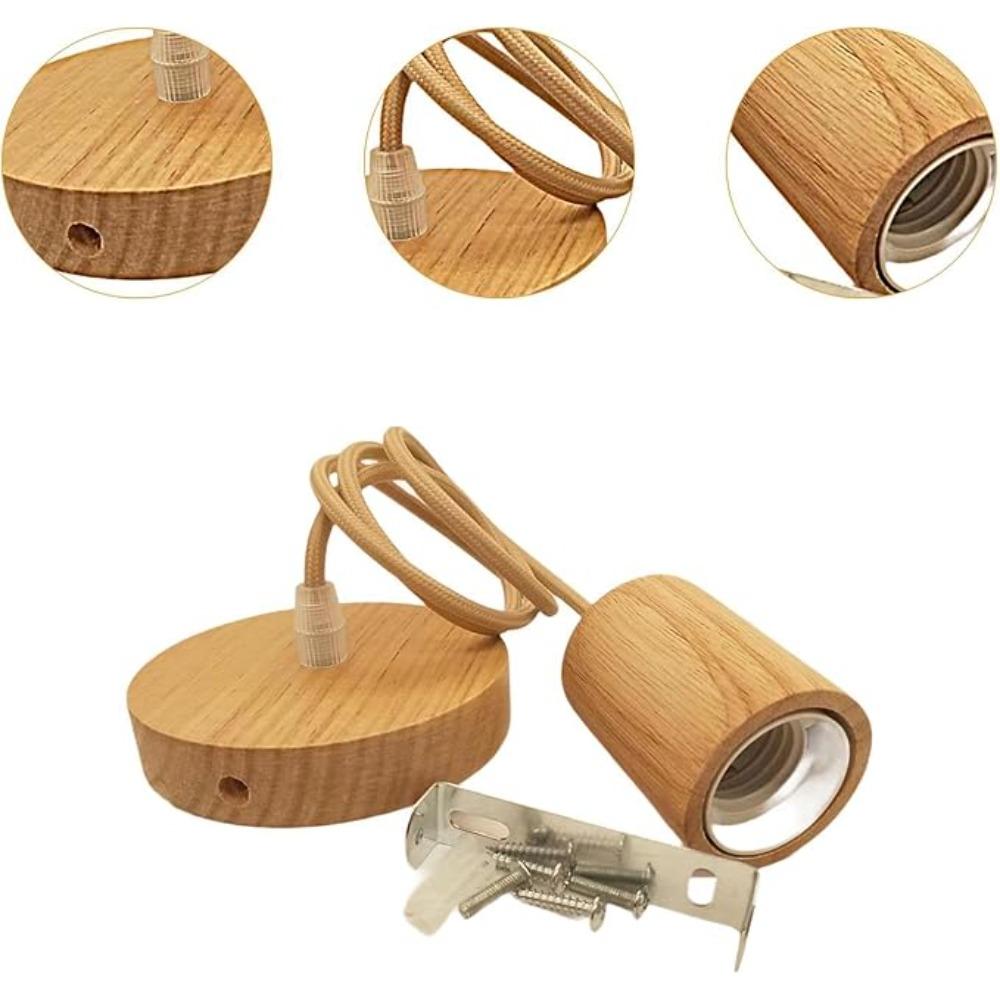 E27 Nature Wood Hand-woven Pentant Light Durable Wabi-sabi Chandelier Hanging Light for Restaurant Bedroom Corridor Teahouse