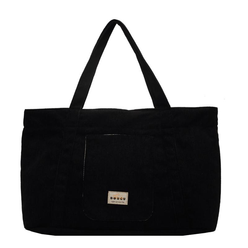 Borsa a tracolla in velluto a coste di grande capacità Borsa a mano da donna Borsa a tracolla in tinta unita