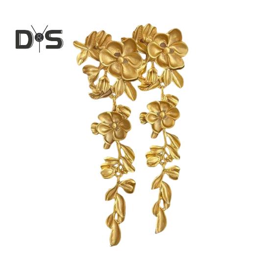 

1 пара женских сережек-капель в стиле ретро в форме цветка, сверкающие кубические цирконии, инкрустированные кисточками, ювелирные изделия в подарок E