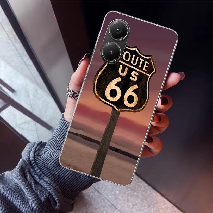 

America Route 66 Phone Case For Xiaomi Poco X7 X6 X5 Pro F7 Ultra Redmi 15C 15 13 13C 12 12C 10 10A 10C 9 9A 9C 9T Shell Poco X7 Xiaomi Poco M7 4G