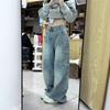 Women's 2025 Casual Washed Wide-Leg Cargo Jeans: American Spring & Autumn Collection