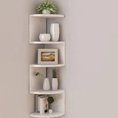 2/4/5 Schichten Holz-PVC Eckregal Burlywood Lagerregal Boho Heimdekoration Schwebendes Wandregal Zimmerdekoration Ästhetisch