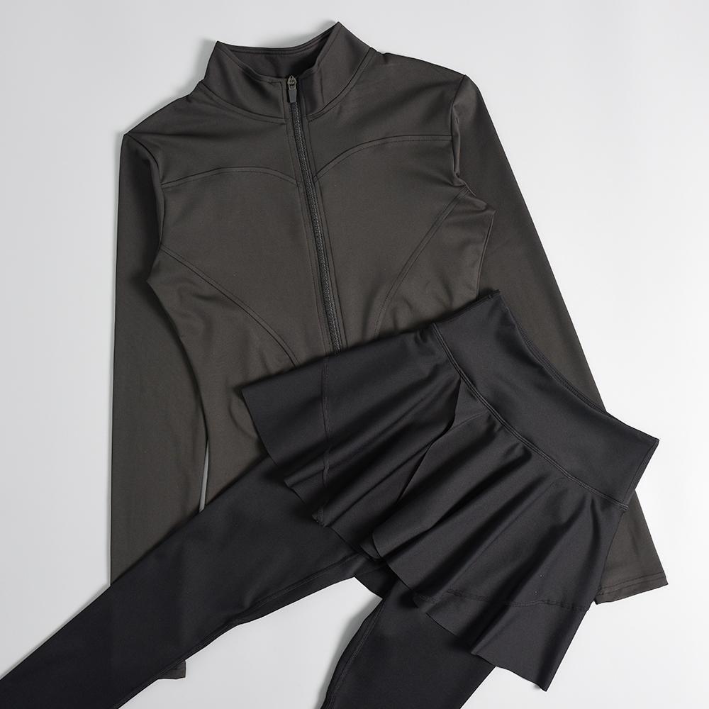 Women's Slim Fit Long Sleeve Sports Suit - Autumn/Winter Gym & Yoga Wear with Round Neck Jacket