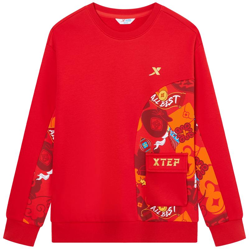 Xtep Kids  New Year Lucky Lantern Fleece Sweatshirt 170