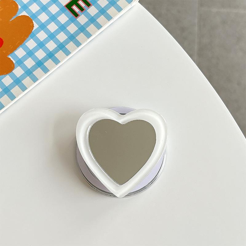 

Solid Color Love Mirror Mobile Phone Holder Airbag Telescopic Folding Magnetic Suction Lazy Desktop Support Ring