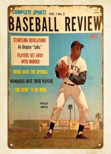 Complete Sports Baseball Review Willie Mays SF Giants metal tin signAluminum 20x30cm（7.8x11.8inch）