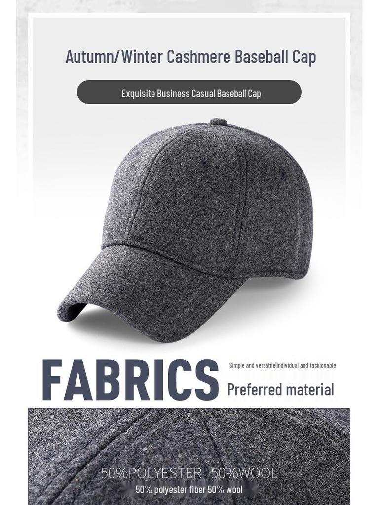Herren Übergröße Woll-Baseballkappe - Herbst/Winter Koreanischer Stil Schirmmütze, Damen Warme Baumwollmütze