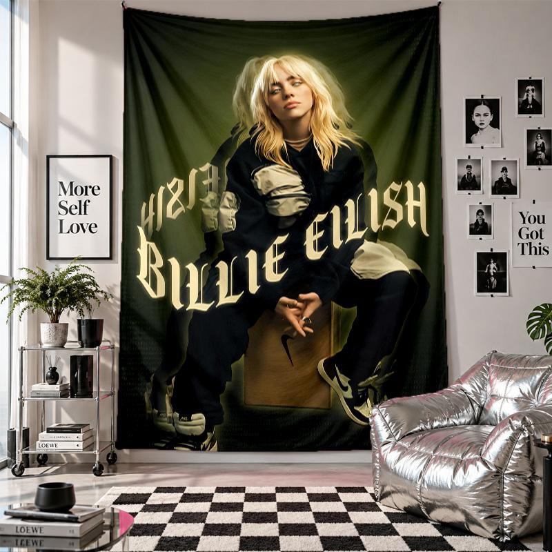 Wall TapestryBillie Eilish Art Hanging Cloth Decorative Background Cover for Room Decoration
