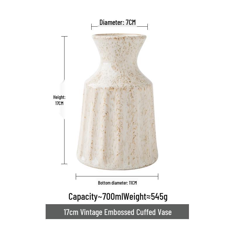 

Alleyway End Handmade Distressed Ceramic Vase: Artistic Relief Flower Arrangement Container for Home Decor.