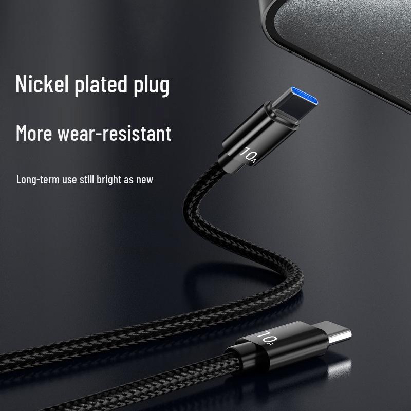 Braided Dual Type-C 120W Fast Charging Data Cable for Apple 15 & Huawei Honor 10A.