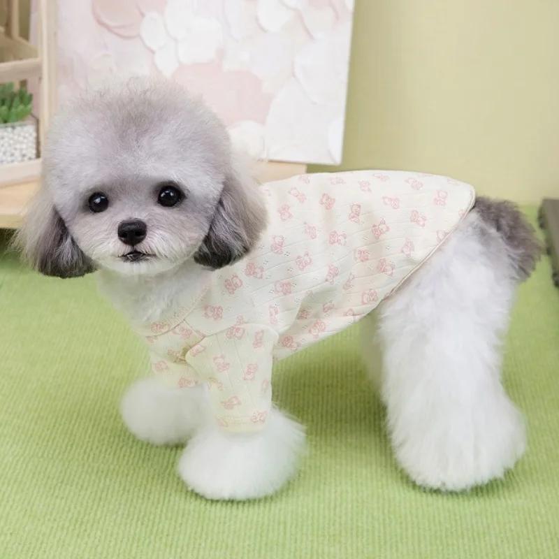 Dog Shirt Bear Print Autumn Sweater Fashion Cute Soft Warm Pet Clothes for Small Dogs Cats Puppies Knit Top