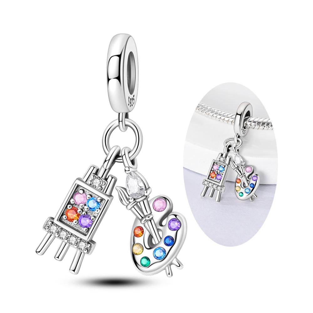 Colorful Series Charms Copper Palm Note Infinite Love Beads Fit Original Bracelet Diy Pendants Making Jewelry Gift For Woman