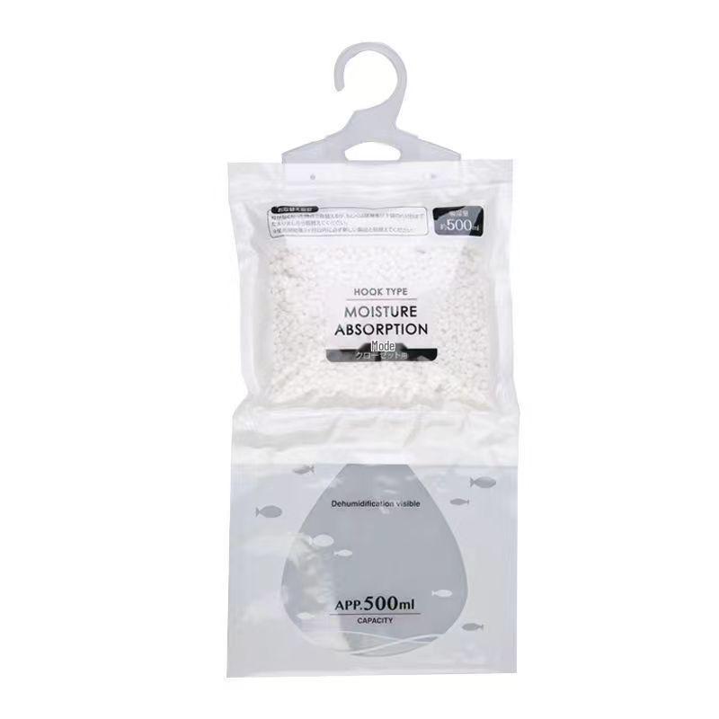 Hanging Wardrobe Dehumidifier Bag - Moisture Absorbing, Moldproof, with Calcium Chloride Desiccant White Dehumidifier Bag 50g