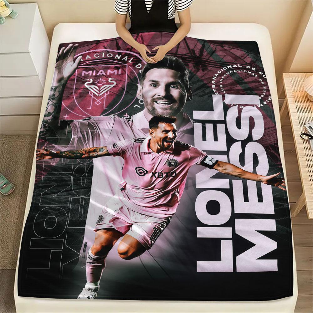 1PC Lionel Messi Patterned Flannel Blanket Suitable For All Seasons for Home Decor Warmth and Comfort Gifts Holiday Present