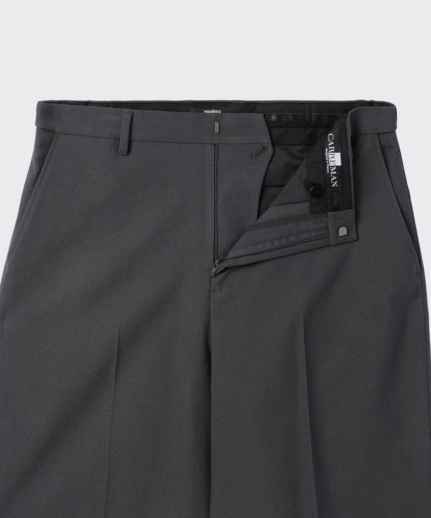 Musinsa Standard Whipcord Wide Hidden Banding Half Slacks [Gray]