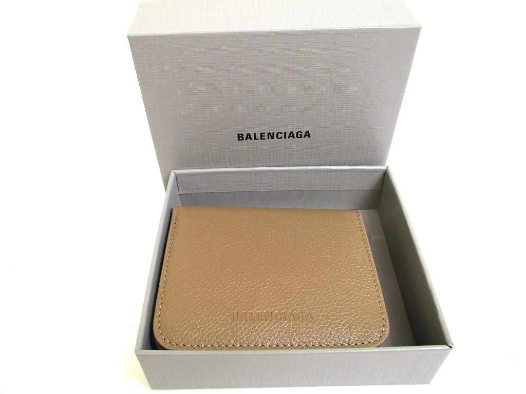 Authentic BALENCIAGA Mink Grey Leather Bifold Wallet Compact Wallet #b229 Open box