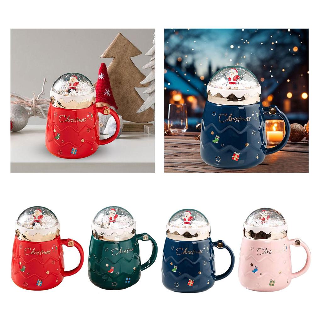 Christmas Ceramic Mug Novelty Mug with Lid Decorative Drinkware Christmas Coffee Mug Xmas Mug for Kids Adults Boys Girls