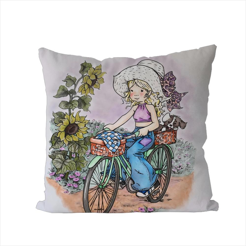 Art Sarah Kay Swing Girl Pillow Case For Car Sofa Decorative Home Doublesided Print Plush Square Throw Pillow Cushion Cover