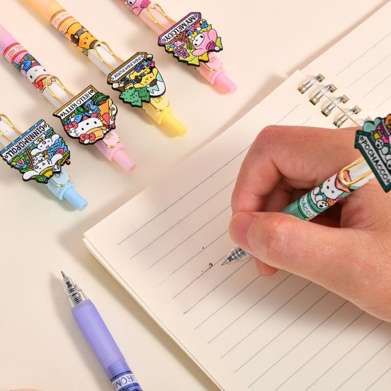 6Pcs Sanrio Series Press Gel Pen Comfortable Grip Stationery School Office Supplies Prize Gift Writing Tools Holiday Gift Novelty Stationery Teacher