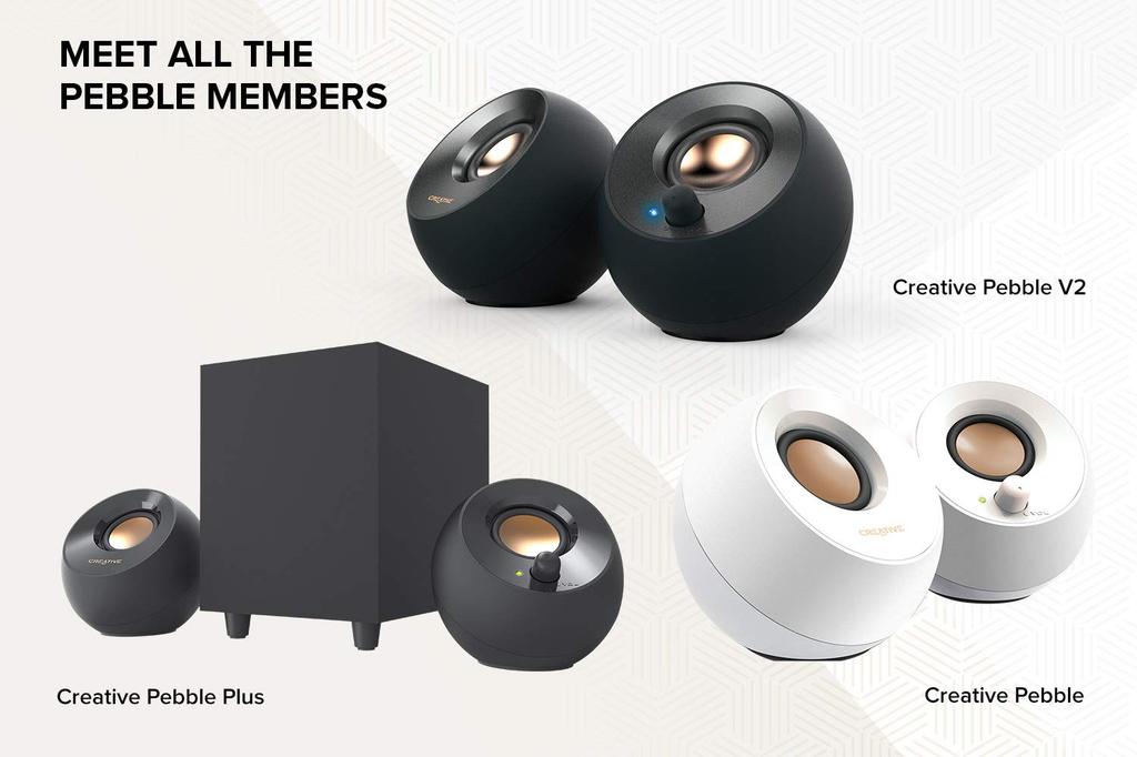 Creative Pebble V2 Minimalistic Desktop Speaker with AUX Up to 8W RMS Power for Computers and Includes Adapter and Extension Cable - 2.0 USB-C, 3.5mm