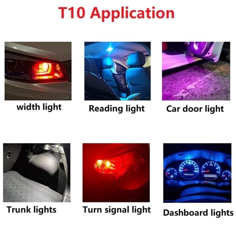 T10 Crystal Integrated Lights 7 Colors Wedge License Plate Light Dome Indicator Light Reading Light Car LED Crystal Signal Bulb