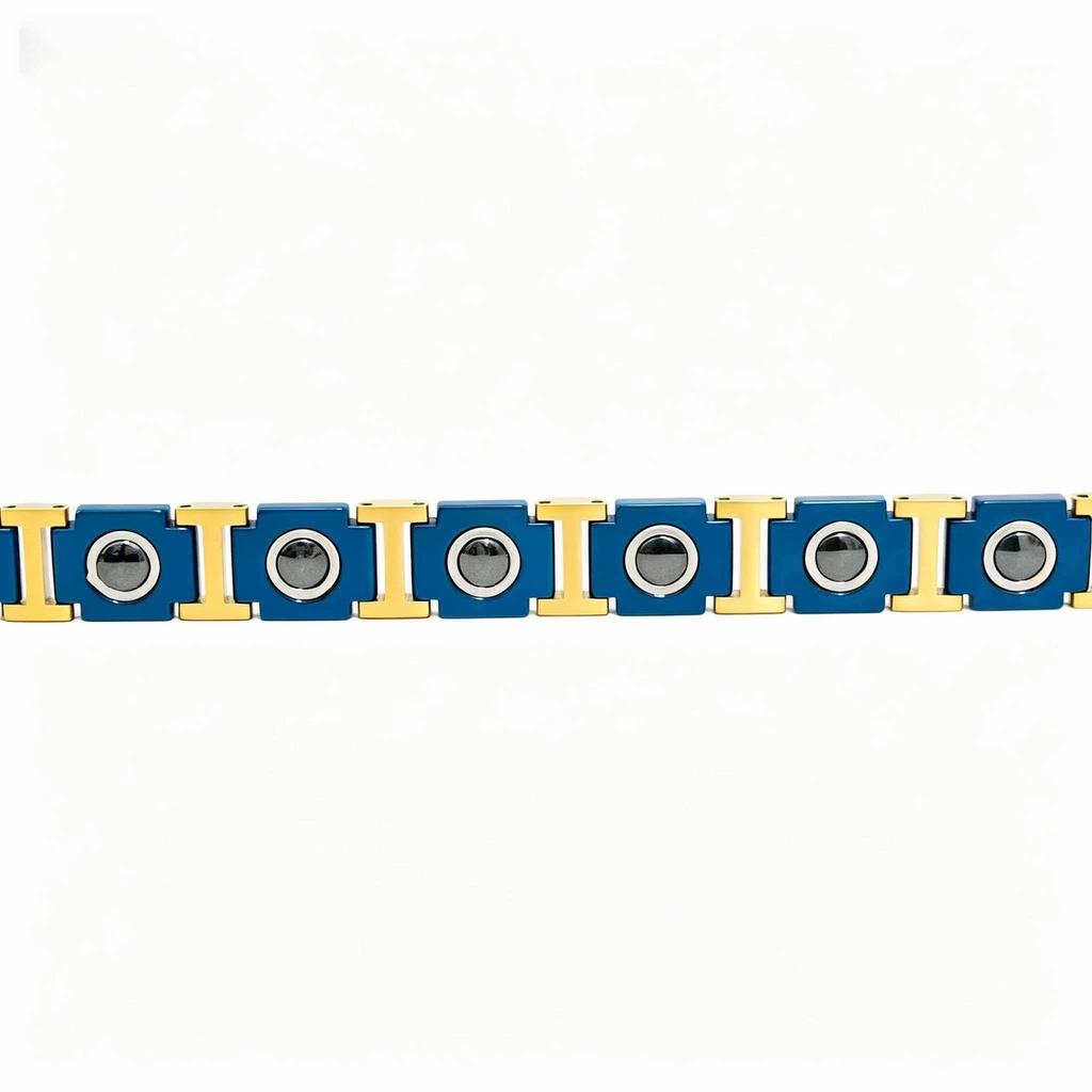 Ceramic Magnetic Men's Bracelet with Double Crescent Design - Multi-Color Electroplated Style