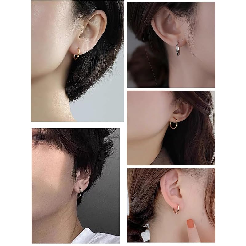 [ChicSilver] Hoop Earrings Ladies Gold K18 Gold Ring Earrings Simple Larger 15mm Accessories