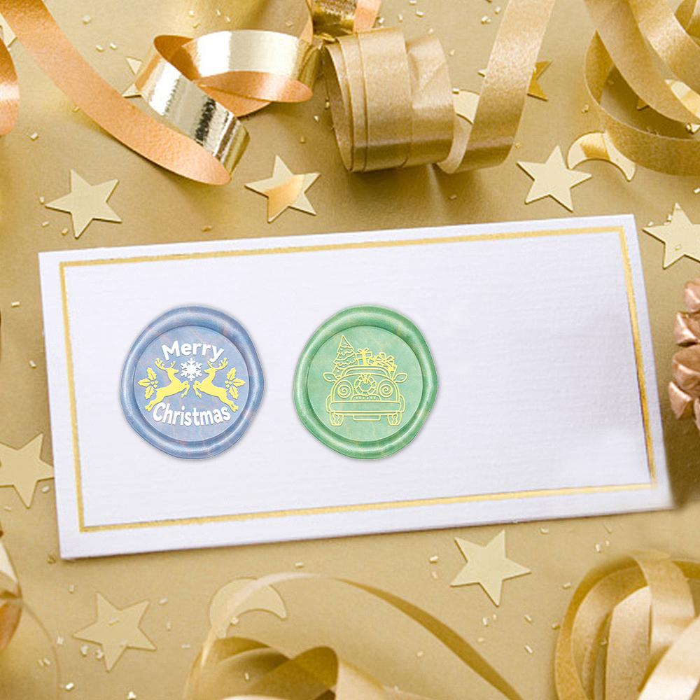 Cute Christmas Wax Seal Stamp Elk Car Christmas Gifts Wax Sealing Stamp Removable Brass Heads Sealing Stamp Invitations Greeting