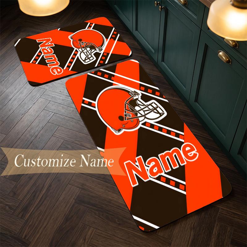 Cleveland Browns (1) Customize Name Flannel Kitchen Mat Soft Non-Slip Kitchen Floor Runner Rug for Home Kitchen Decor