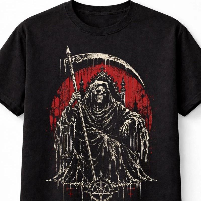 Grim Reaper Gothic Skull Occult Horror Dark Art Unisex TShirt S