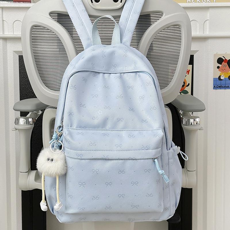 High Value Niche Schoolbag Female College Student Lightweight Backpack Junior High School Student Bow Large Capacity Backpack