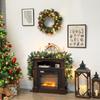 Christmas Garland 180 Cm with Snow-Covered Branches and 30 White Lights, Pine Cones and Berries for Indoors