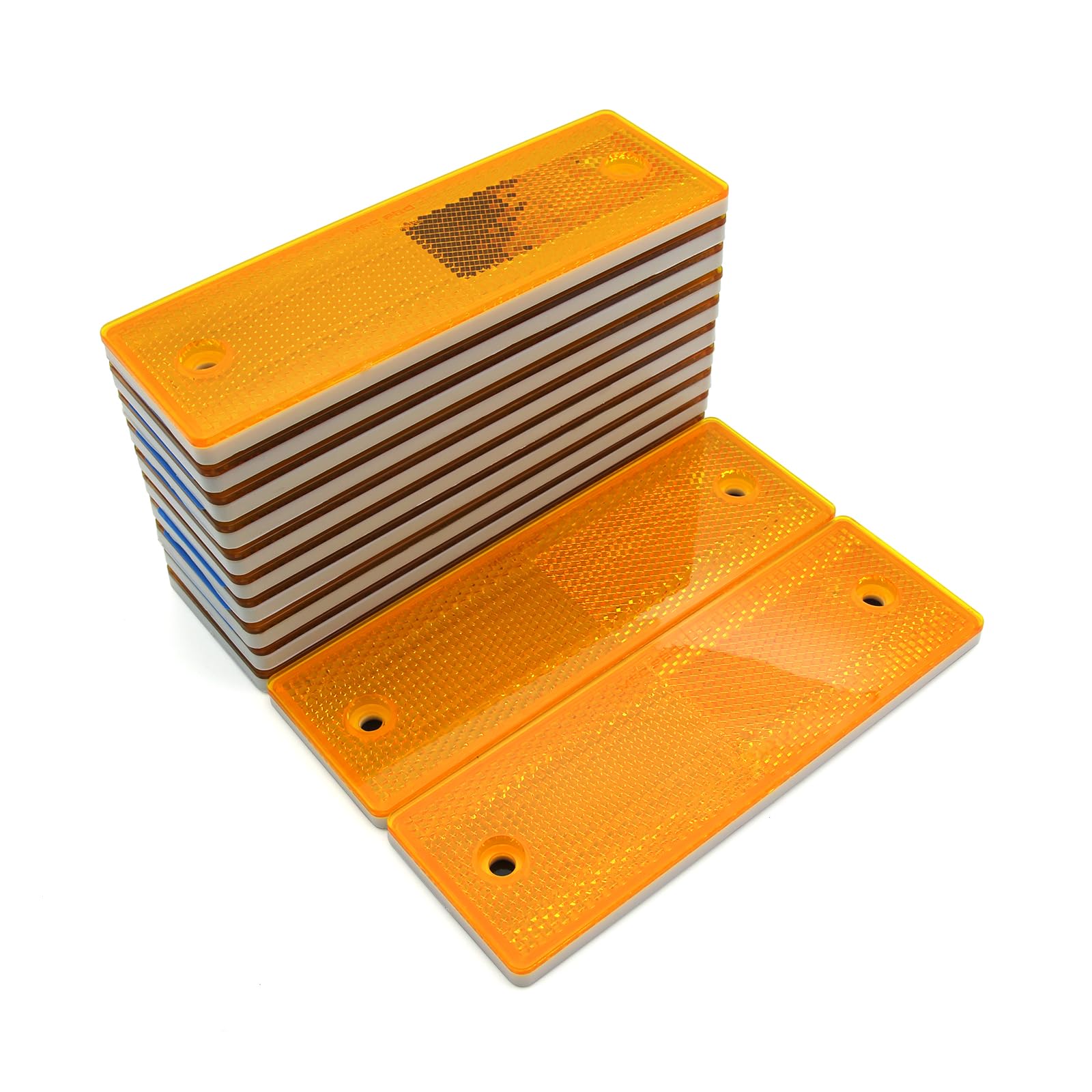 DEMYPROX Safety Reflector Yellow Rectangle Sticker + Screw 150 x 50 x 8 mm Truck Trailer Bus Pack of 12 150x50(mm)/sticker+screw
