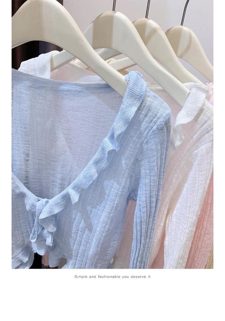 Women's V-Neck Ice Silk Cardigan – Summer 2026 Design, Lightweight and Stylish Top for Air-conditioned Environments