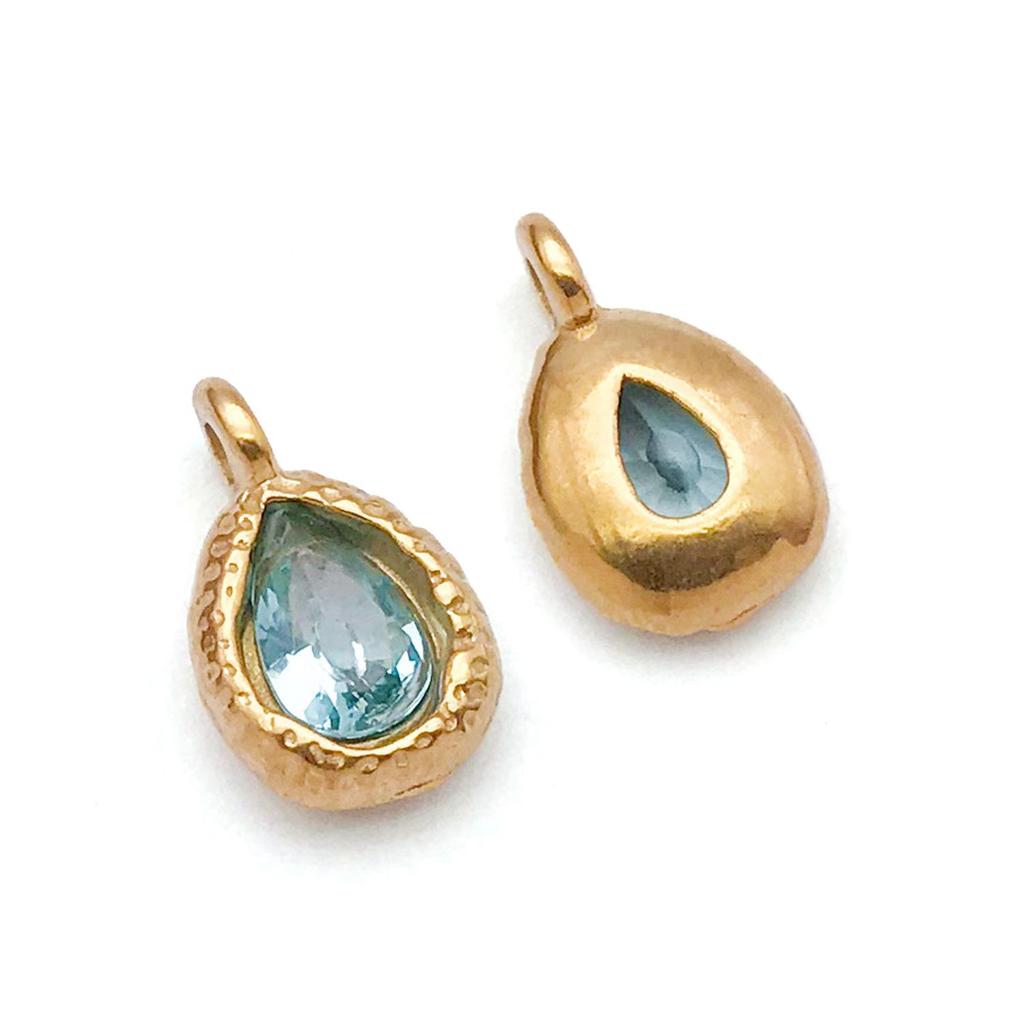 Stainless Steel Water Drop 7x12mm Zodiac Stone Pendant for DIY Jewelry