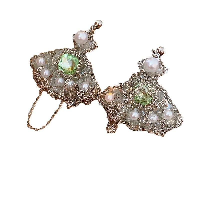 Silver Needle Flower Fringed Earrings French Light Luxury Temperament Earrings, Niche High-end Earrings