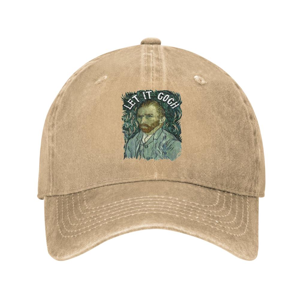 Let it Gogh Funny Vincent Van Gogh Starry Night Unstructured Baseball Cap Painting Distressed Cotton Hat Adjustable Snapback