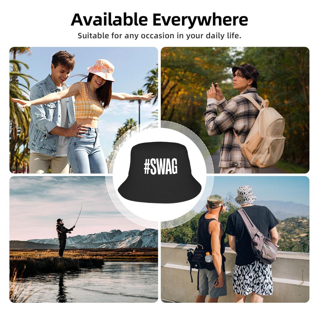 #Swag Bucket Hat Summer Funny Fisherman Hats For Men Women Foldable Vacation Caps Hawaii Printed Visor Hats