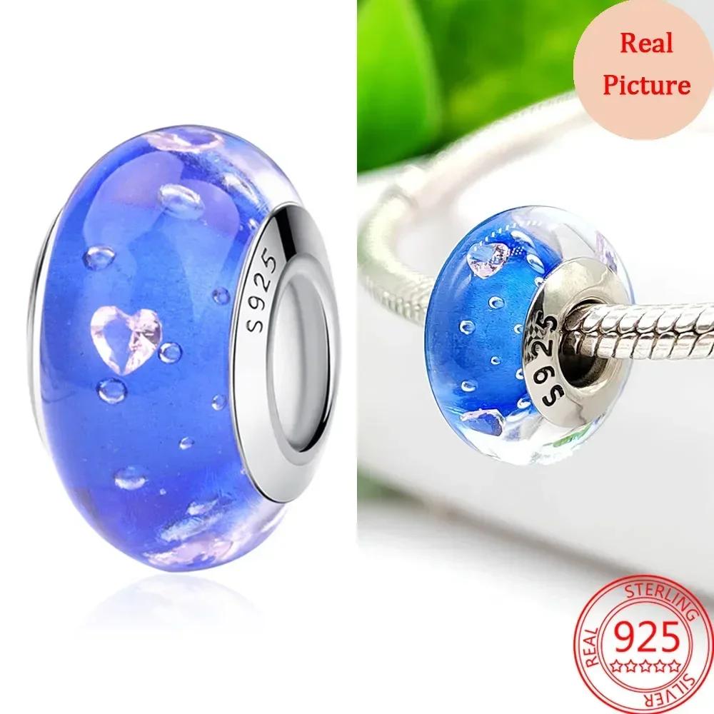 Perles en Verre de Murano Colorées Breloque Vague en Verre Perles en Verre Ondulé Charms S'adaptent aux Bracelets de Marque Bijoux en Cuivre pour Femmes Cadeau