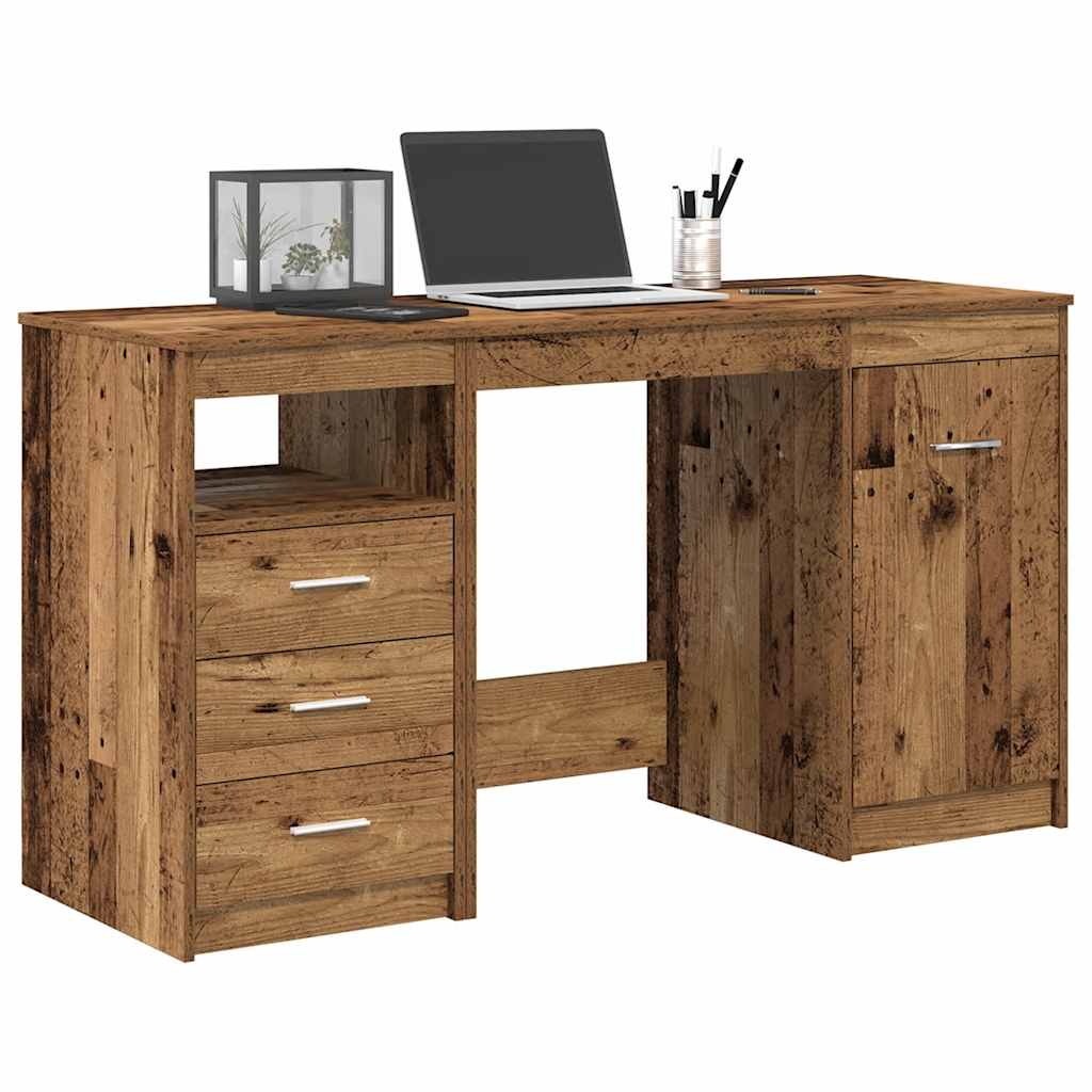 Desk with Under Cabinet Reclaimed Wood Look Particleboard