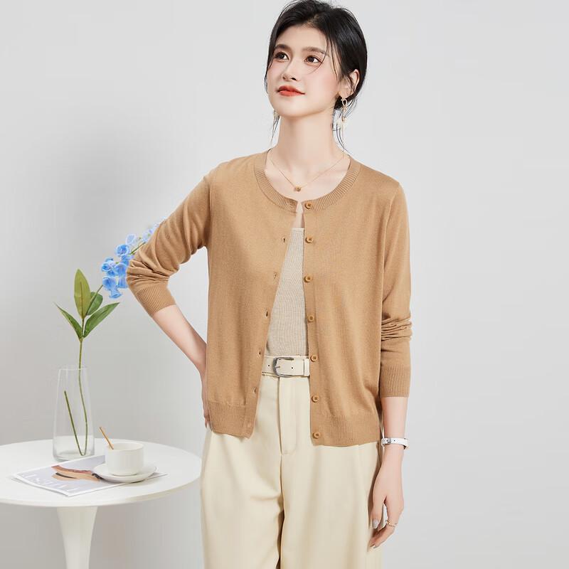 

Jinjv Women s Round Neck Silk Blend Cardigan L