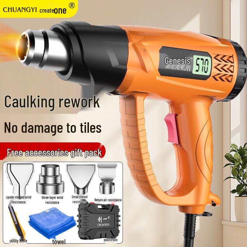 CHUANGYI High-Power Digital Display Heat Gun for Industrial Tile Grout Heating & Film Application